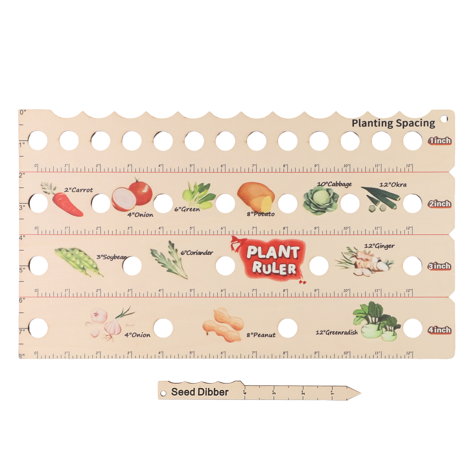 Gardening Tools Wooden - Spacing Measurement Vegetables Wood Color Wooden