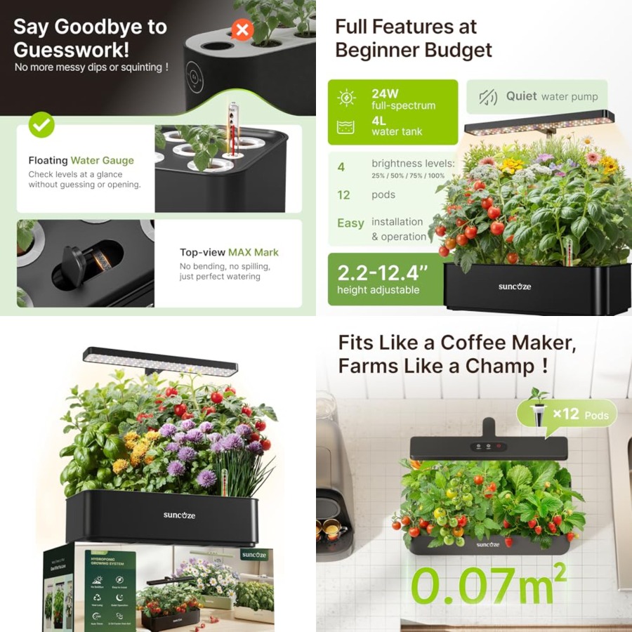 Led Grow Light - Hydroponics Growing System Kit 12 Pods,