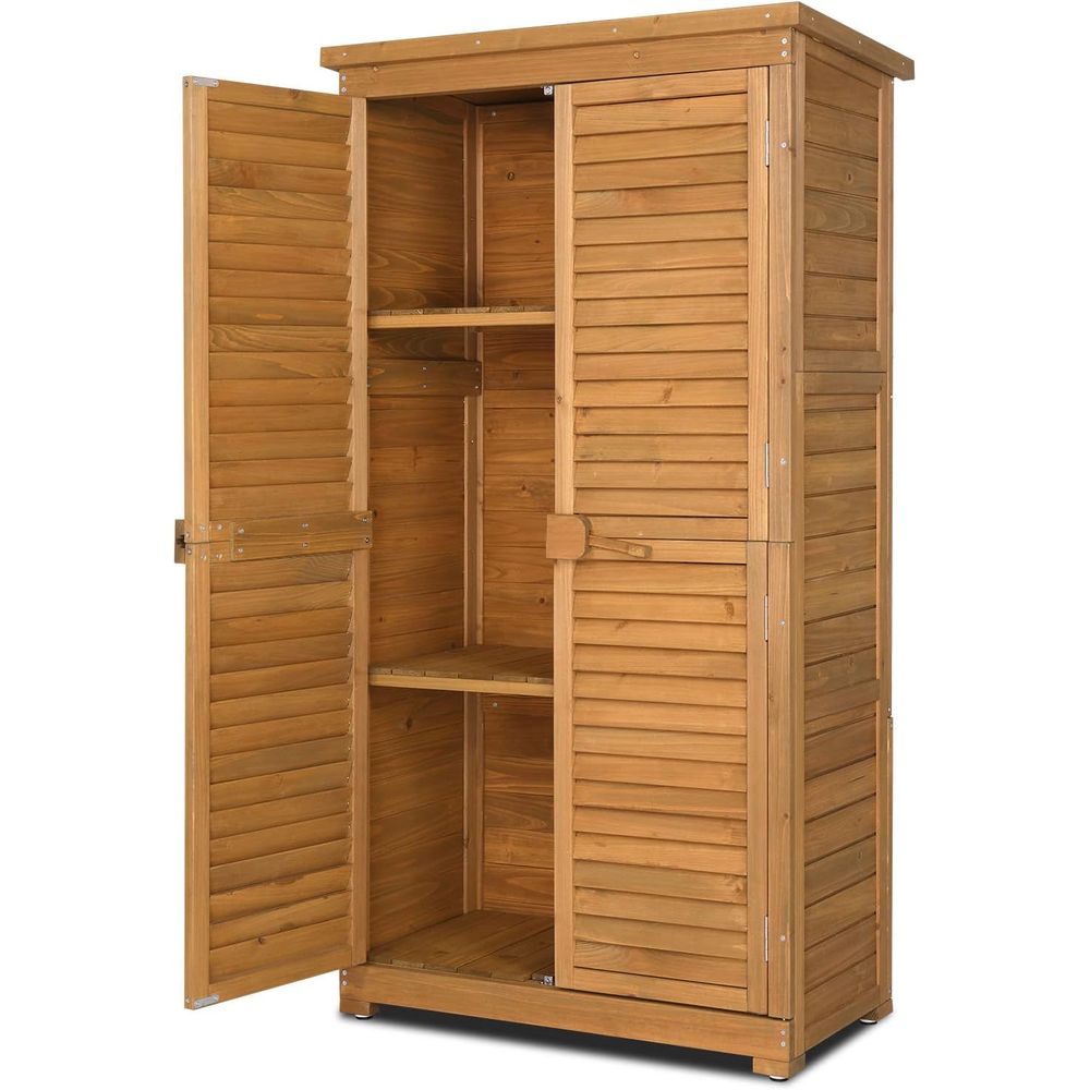 Gardening Tools Wooden - 63in Natural Wooden Outdoor Storage Cabinet