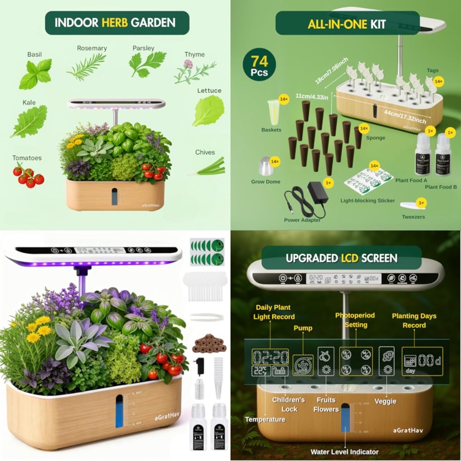 Led Grow Light - Hydroponics Growing System Kit, Indoor Herb