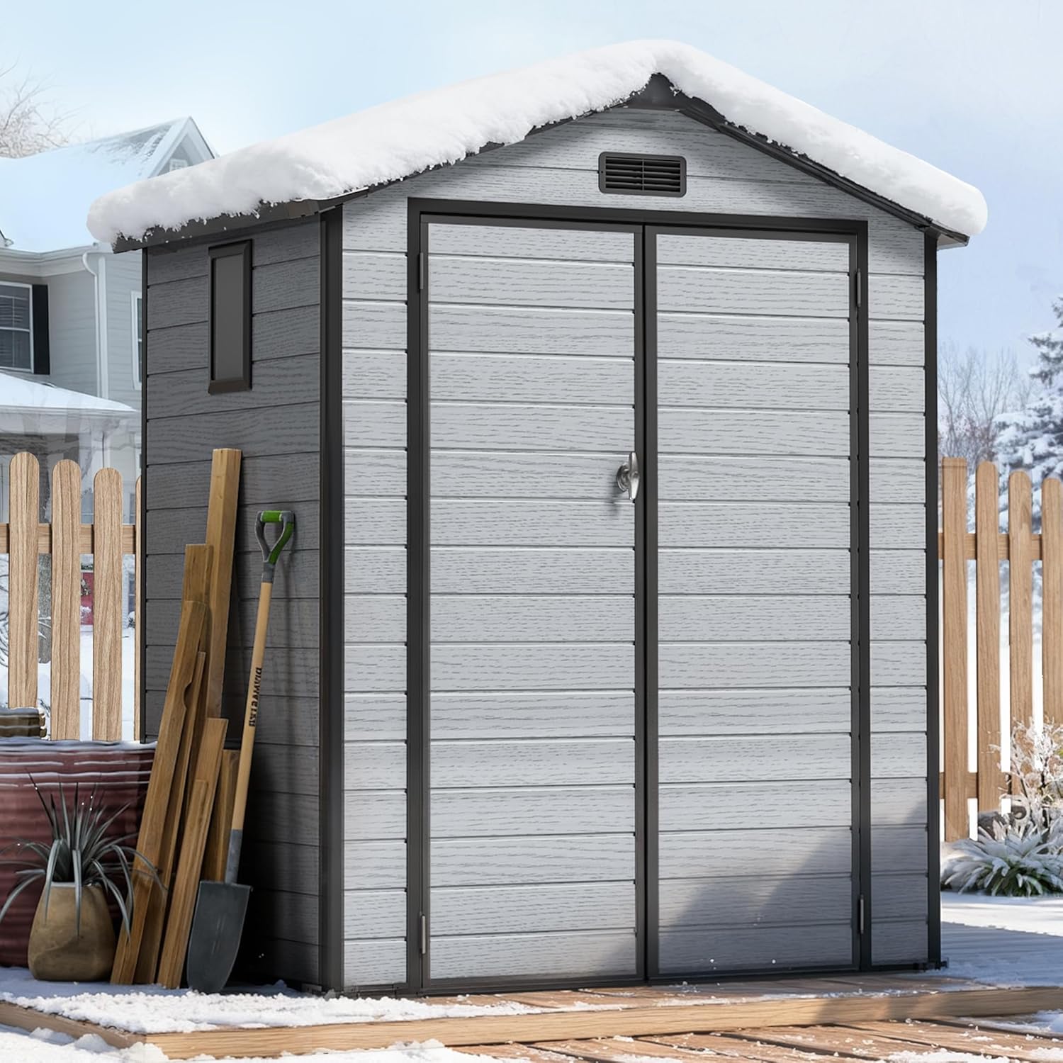 6X4 FT Outdoor Shed, Plastic S - огляд і ціна Gardening Tools Bundle