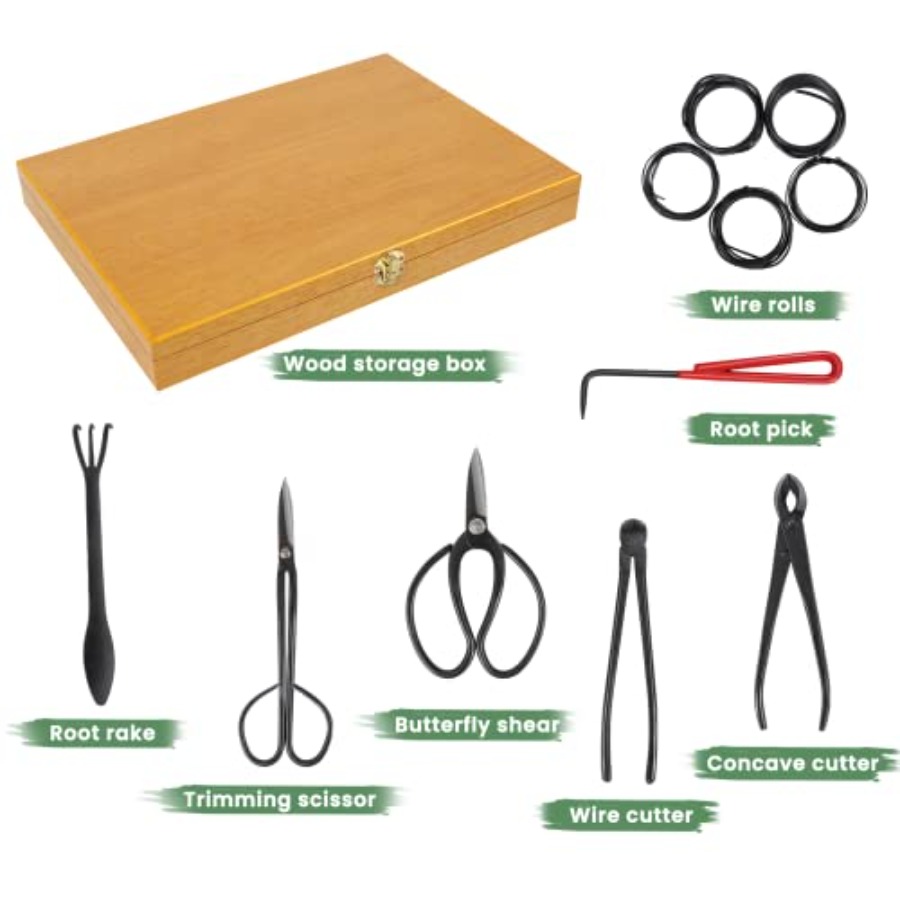 Bonsai Tools Set with Wood Box - огляд і ціна Bonsai Tool Set