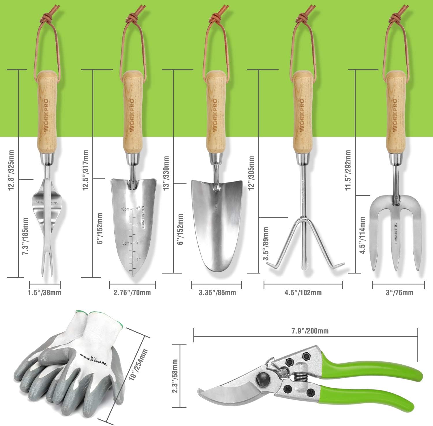 Garden Tools Set, 8 Piece Stai - огляд і ціна Gardening Tools Wooden