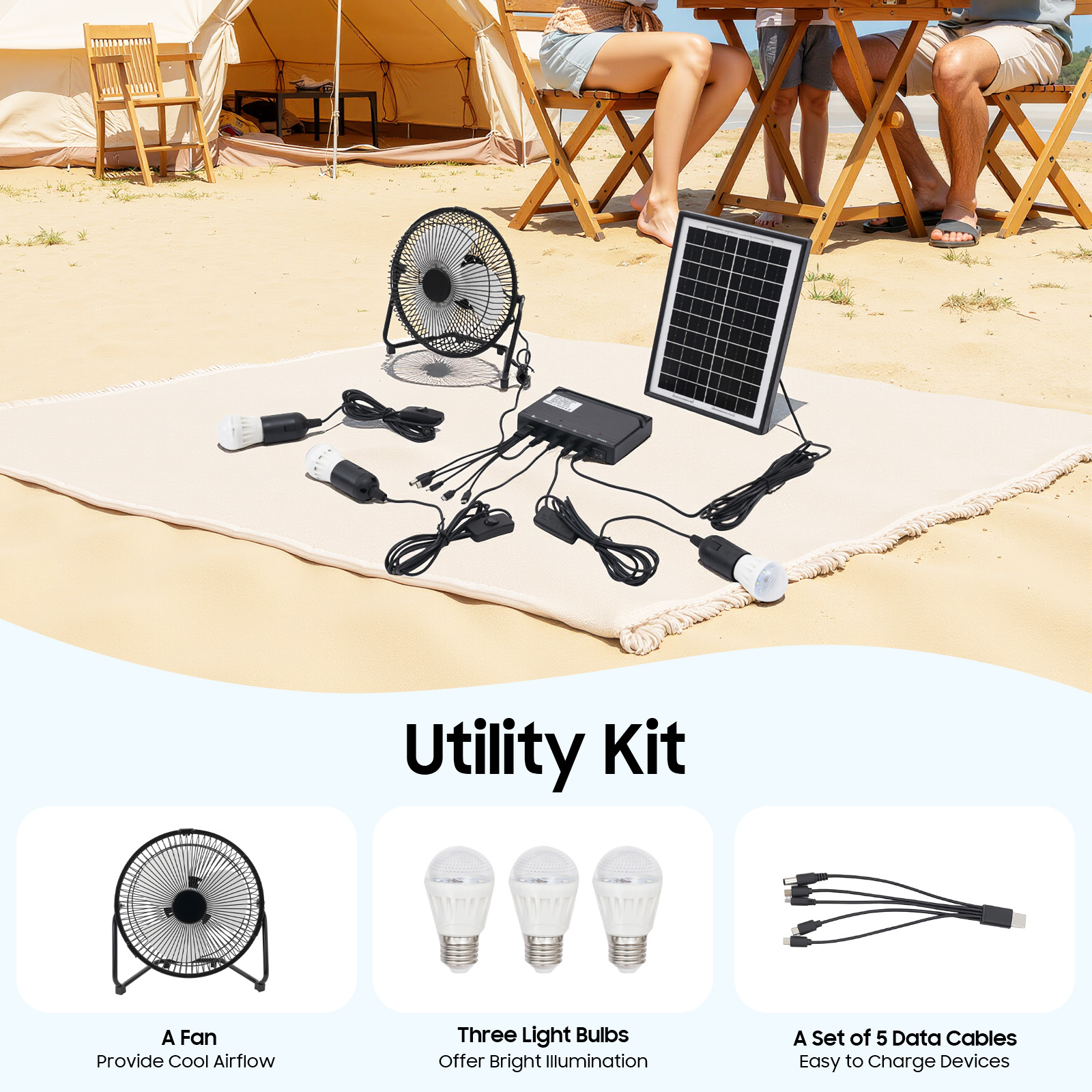 100-240V Solar Fan And Lamp Ki - огляд і ціна Gardening Tools Bundle