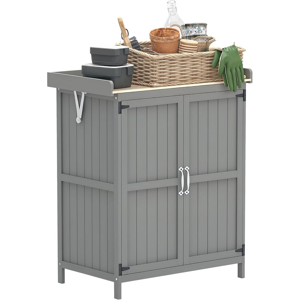 Gray Outdoor Storage Cabinet w - огляд і ціна Gardening Tools Wooden