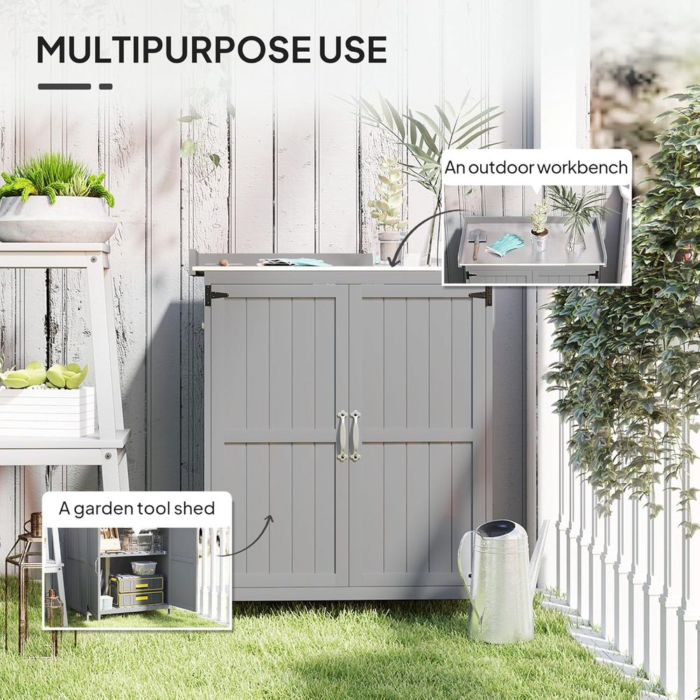 Gray Outdoor Storage Cabinet w - огляд і ціна Gardening Tools Wooden
