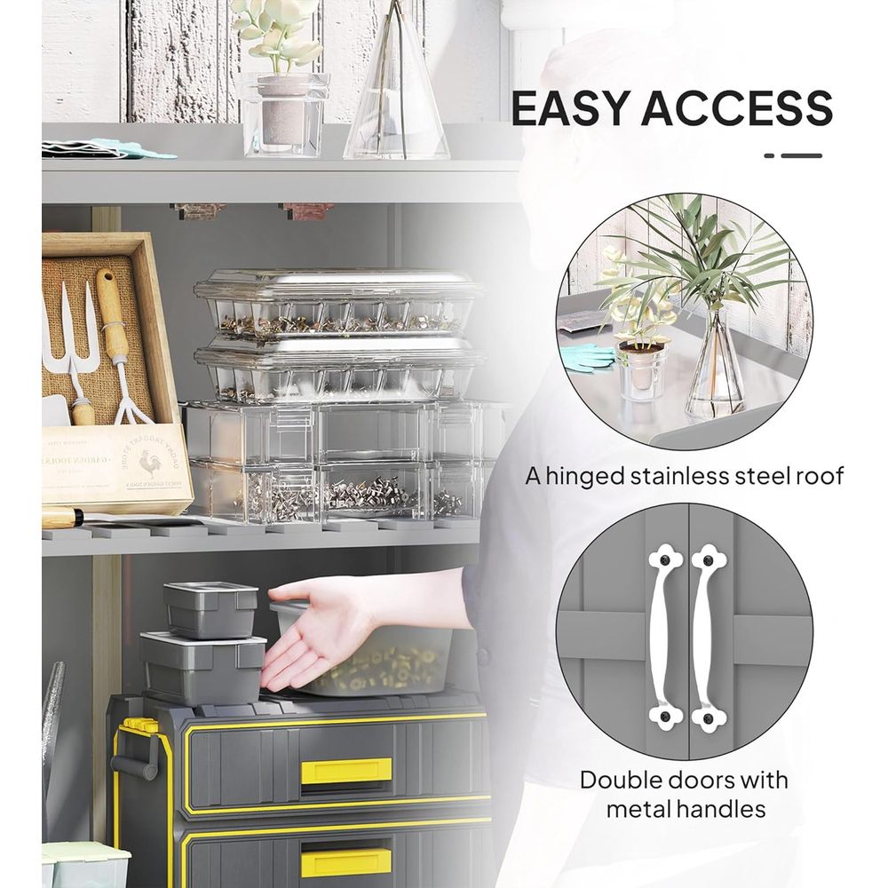 Gray Outdoor Storage Cabinet w - огляд і ціна Gardening Tools Wooden